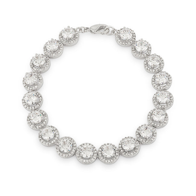 Lovcia Jewellery Radiant Halo Zirconia Rhodium Bracelet-Bracelets-