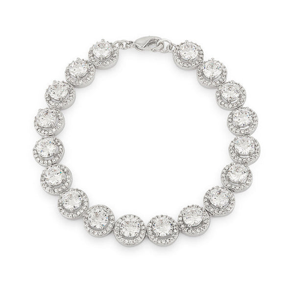 Lovcia Jewellery Radiant Halo Zirconia Rhodium Bracelet-Bracelets-