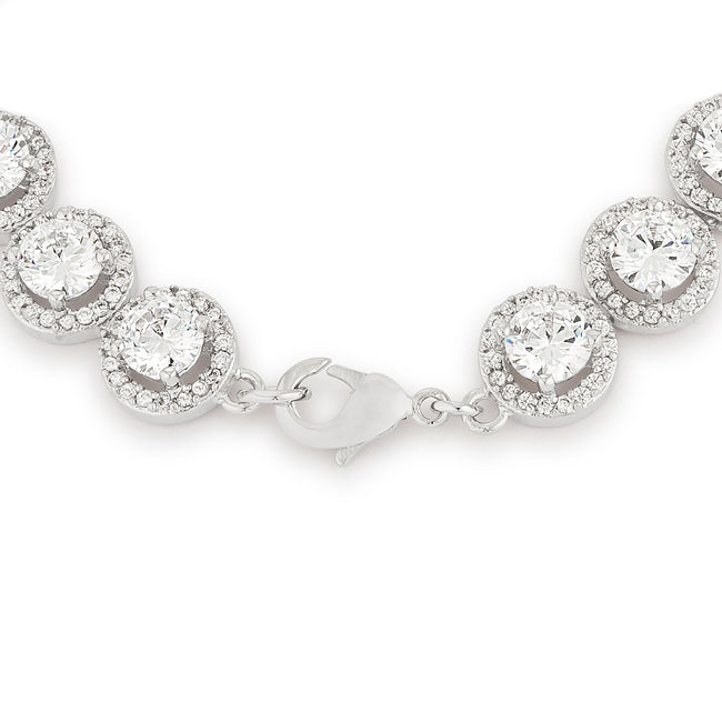 Lovcia Jewellery Radiant Halo Zirconia Rhodium Bracelet-Bracelets-