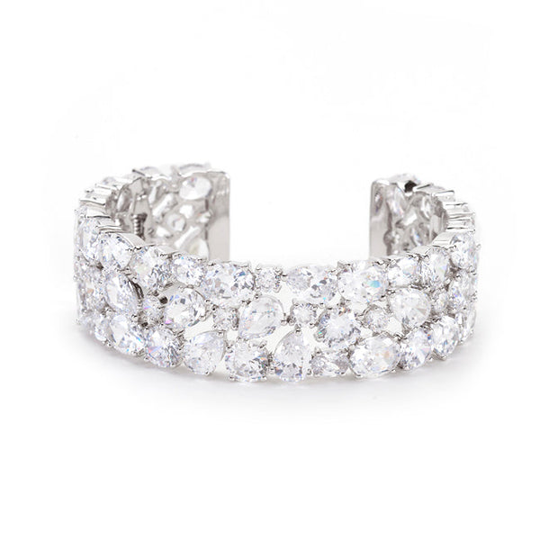 Lovcia Jewellery Radiant Rhodium-Plated Zirconia Bracelet-Bracelets-