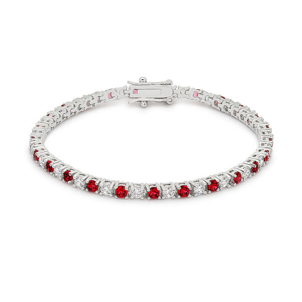 Buy LOVCIA Jewelry Radiant Ruby Red CZ Bracelet with Rhodium Finish - Latest Trendy Bracelet for Women