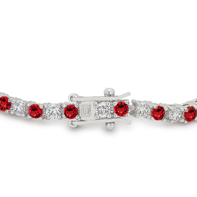 Lovcia Jewellery Radiant Ruby Red CZ Bracelet with Rhodium Finish-Bracelets-