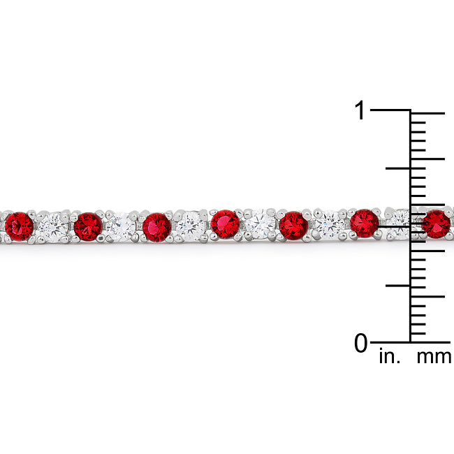 Lovcia Jewellery Radiant Ruby Red CZ Bracelet with Rhodium Finish-Bracelets-