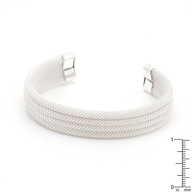 Lovcia Jewellery Radiant Silver Tone Textured Cuff Bracelet-Bracelets-