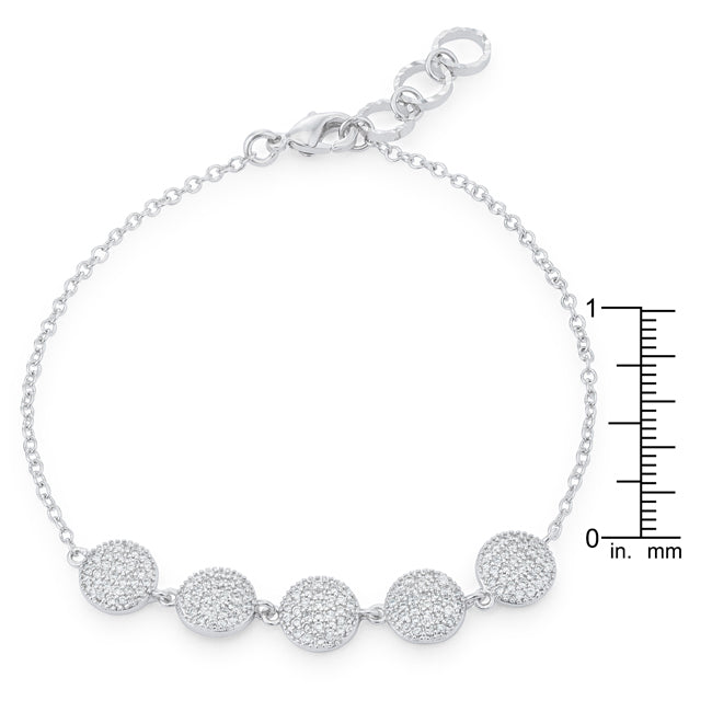 Lovcia Jewellery Rhodium Pave Disc Bracelet with 0.8ct CZ Stones-Bracelets-