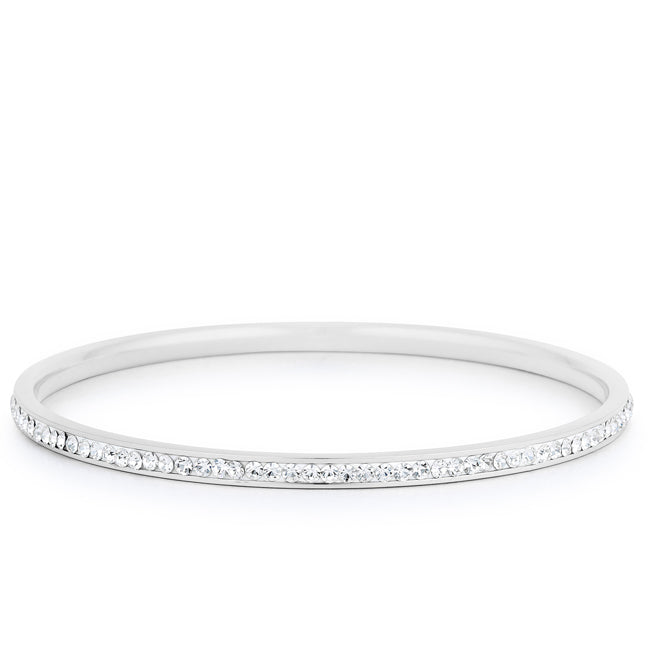 Lovcia Jewellery Rhodium Plated Crystal Elegance Bangle-Bracelets-