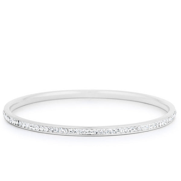 Lovcia Jewellery Rhodium Plated Crystal Elegance Bangle-Bracelets-
