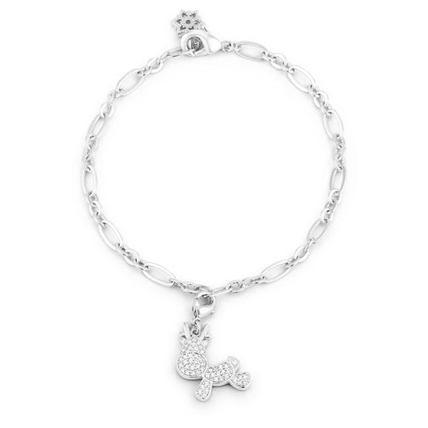 Lovcia Jewellery Rudy Rhodium Reindeer Charm Bracelet with 0.25ct CZ-Bracelets-