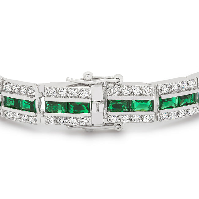 Lovcia Jewellery Silver-Tone Radiant Emerald Bracelet-Bracelets-