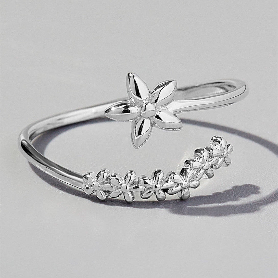 Lovcia Jewellery Sterling Silver Floral Design Ring for Women-Rings-Silver-6-Silver