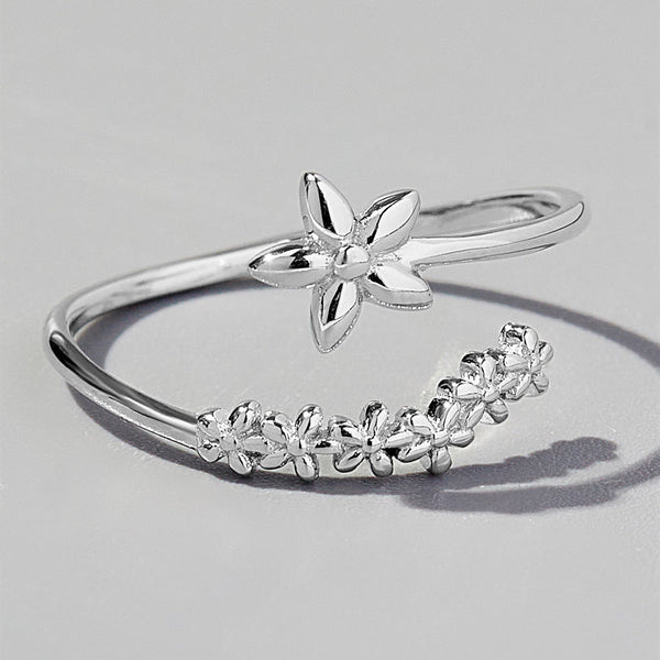 Lovcia Jewellery Sterling Silver Floral Design Ring for Women-Rings-Silver-6-Silver