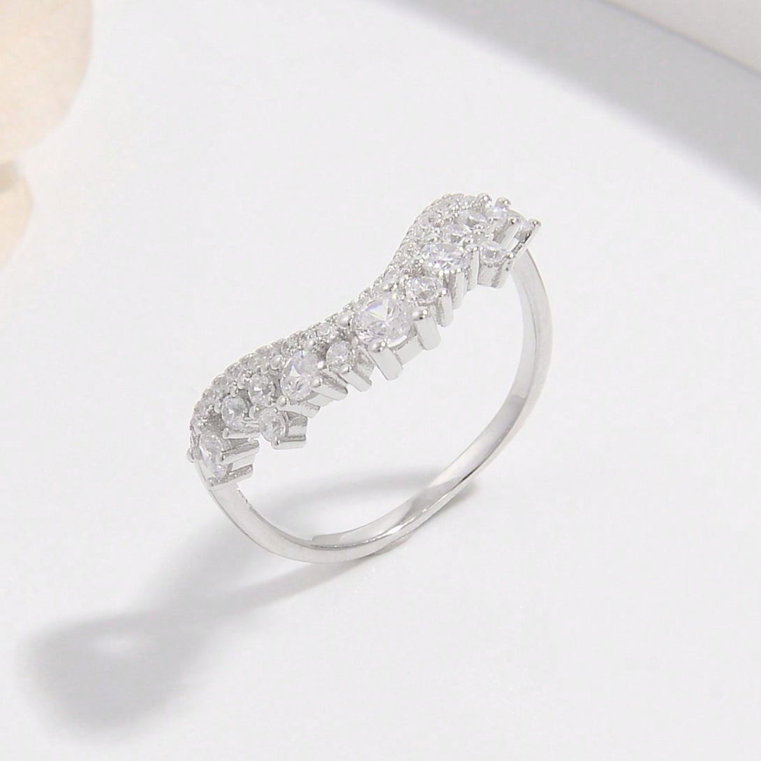 Lovcia Jewellery Sterling Silver Zircon Inlaid Ring - 925 Authentic Jewellery for Women-Rings-Silver-6-Silver