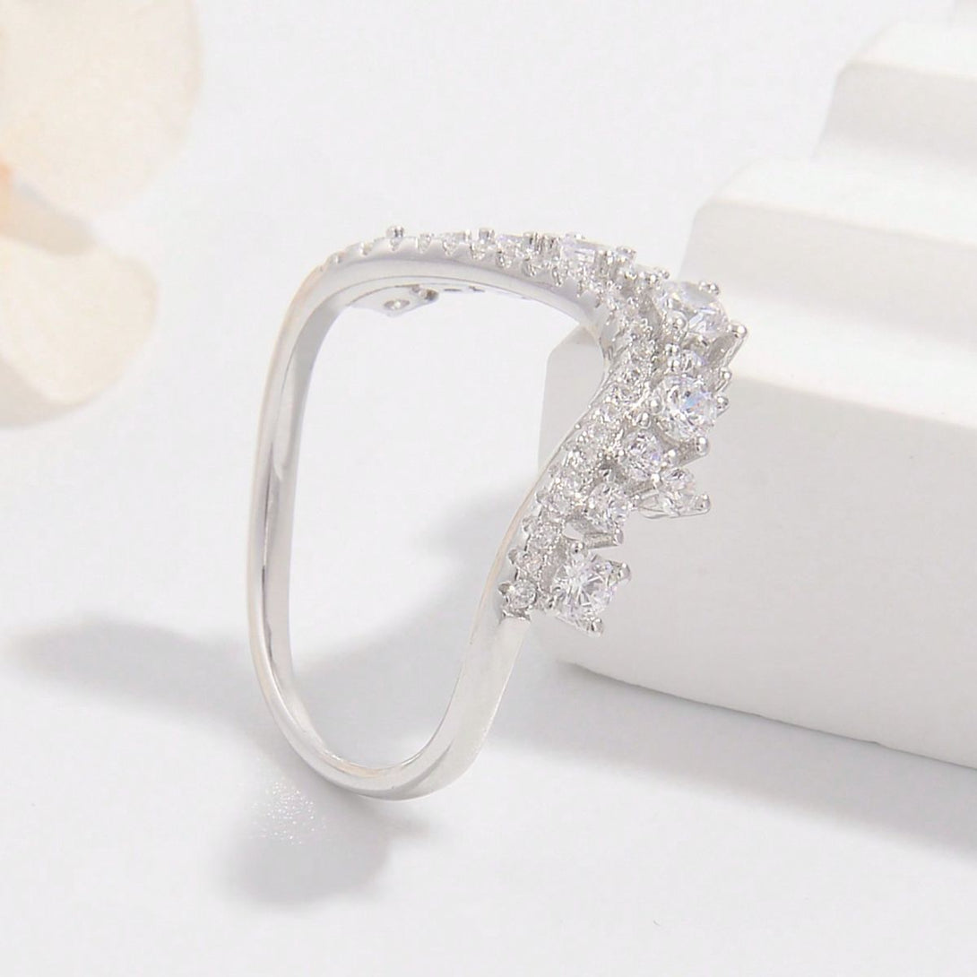 Lovcia Jewellery Sterling Silver Zircon Inlaid Ring - 925 Authentic Jewellery for Women-Rings-Silver-6-Silver