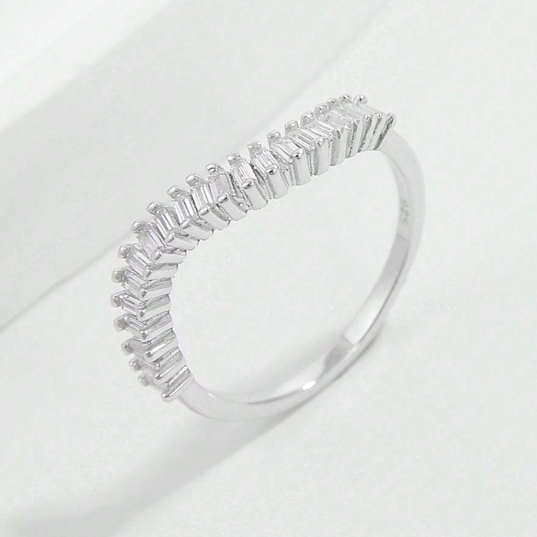 Lovcia Jewellery Sterling Silver Zircon Inlaid Ring - 925 Platinum-Plated Jewellery for Women-Rings-Silver-6-Silver