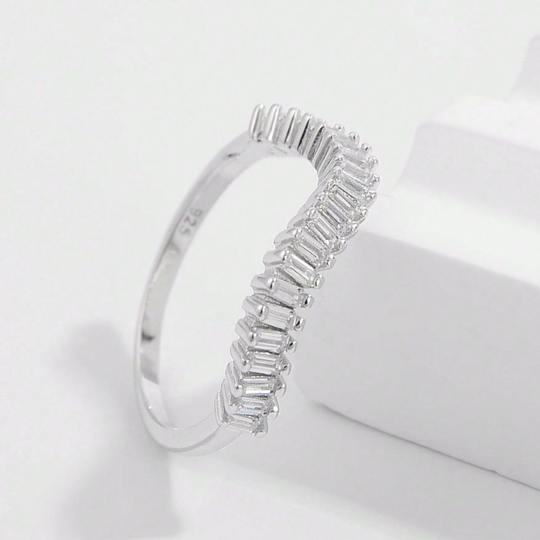 Lovcia Jewellery Sterling Silver Zircon Inlaid Ring - 925 Platinum-Plated Jewellery for Women-Rings-Silver-6-Silver