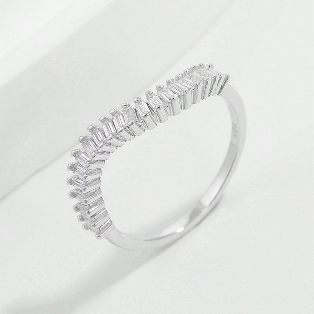 Lovcia Jewellery Sterling Silver Zircon Inlaid Ring - 925 Platinum-Plated Jewellery for Women-Rings-Silver-6-Silver