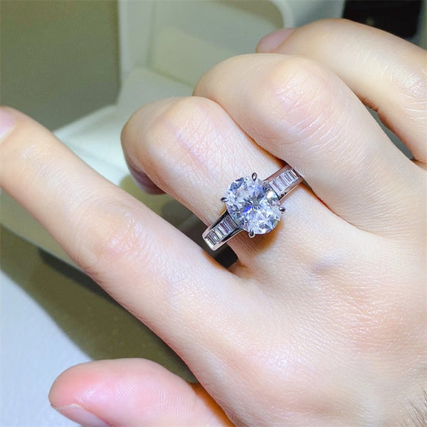 Lovcia Jewellery Stunning 3 Carat Moissanite Ring in 925 Sterling Silver for Women-Rings-Silver-5-Silver