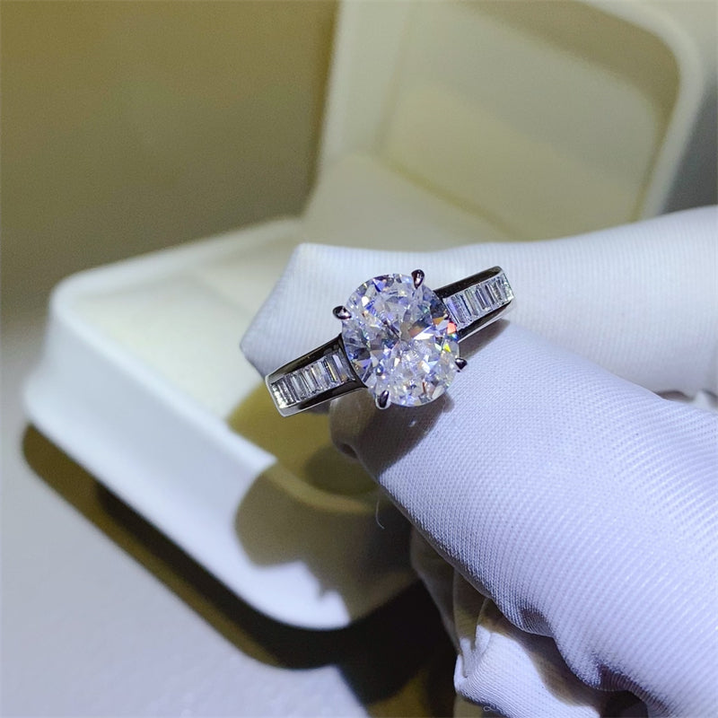 Lovcia Jewellery Stunning 3 Carat Moissanite Ring in 925 Sterling Silver for Women-Rings-Silver-5-Silver