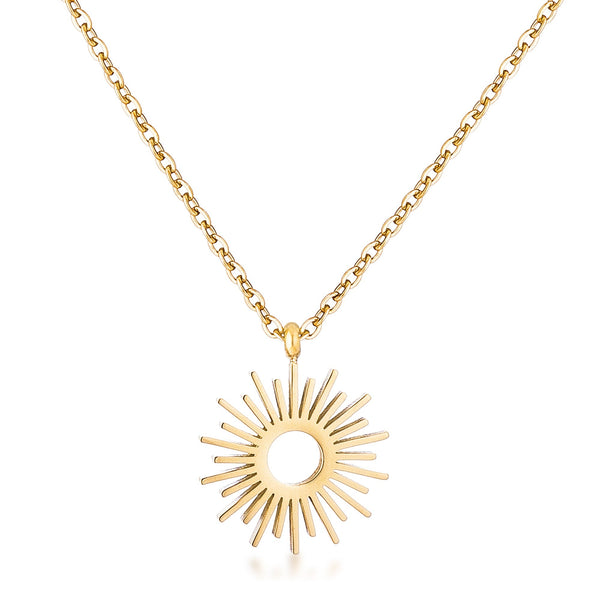 Lovcia Jewellery Sunburst Gold-Plated Pendant Necklace-Pendants-
