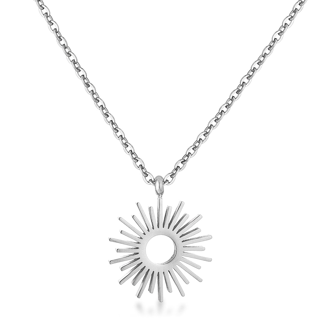 Lovcia Jewellery Sunburst Shine Silvertone Necklace-Pendants-