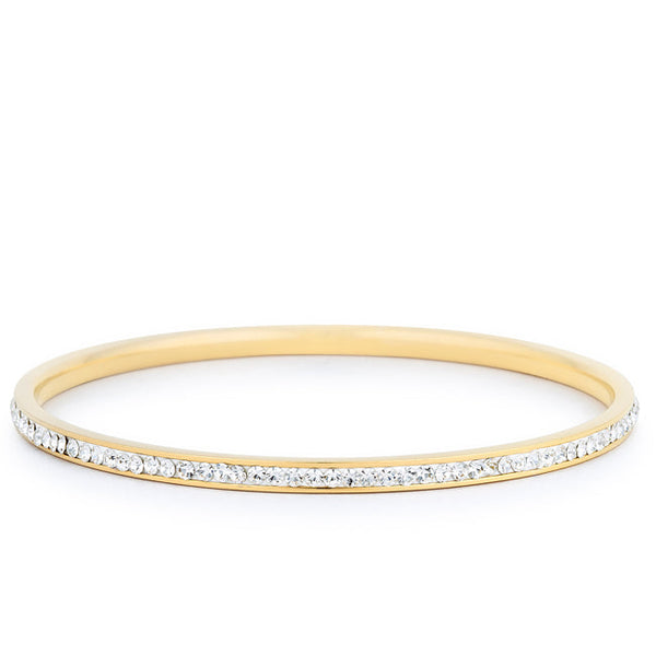 Lovcia Jewellery Timeless Gold-Plated Crystal Bangle Bracelet-Bracelets-