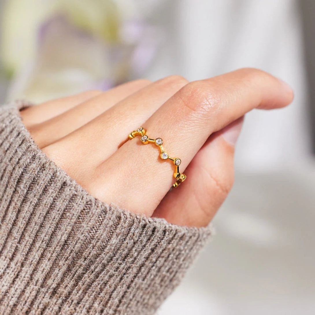 Lovcia Jewellery Zircon-Embellished 18K Gold-Plated Sterling Silver Ring for Women-Rings-Gold-6-Gold
