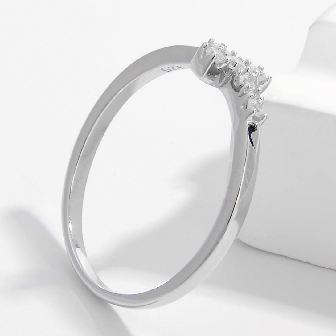 Lovcia Jewellery Zircon-Embellished 925 Sterling Silver Cross Ring for Women-Rings-Silver-6-Silver