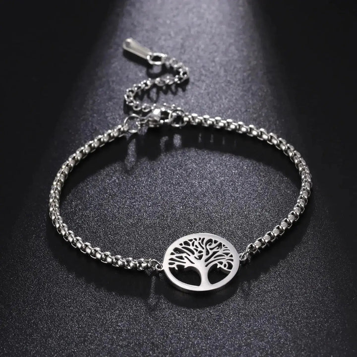 LOVCIA Stainless Steel Modern Style Life Tree Pendant Bracelet for Women and Men-Bracelets-LOVCIA