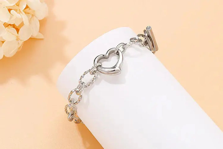 LOVCIA Stainless Steel Heart and Infinity Link Chain Bracelets for Women and Men-Bracelets-LOVCIA