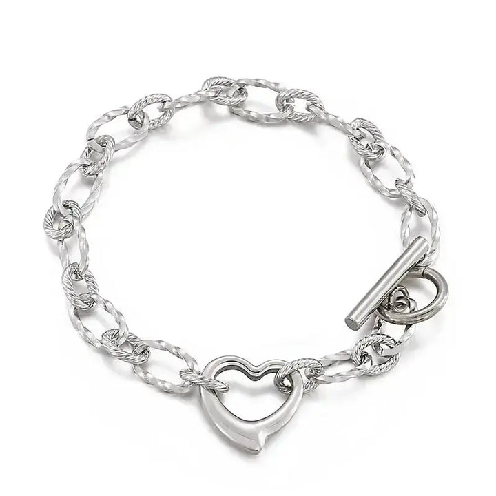 LOVCIA Stainless Steel Heart and Infinity Link Chain Bracelets for Women and Men-Bracelets-LOVCIA