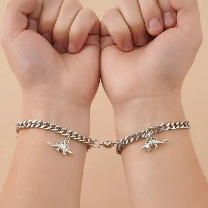 LOVCIA Dynamic Love Stainless Steel Dinosaur Bracelet Set for Couples-Bracelets-LOVCIA