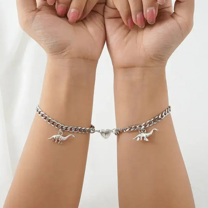 LOVCIA Dynamic Love Stainless Steel Dinosaur Bracelet Set for Couples-Bracelets-LOVCIA