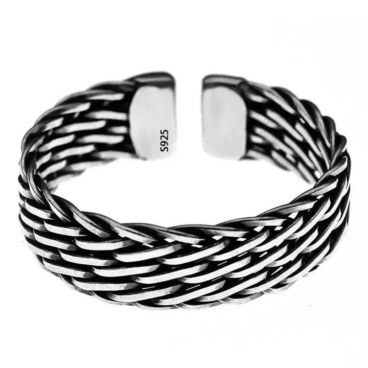 LOVCIA Men's Sterling Silver Bracelet - Handcrafted Braided Adjustable Bracelet for Men-Bracelets-LOVCIA