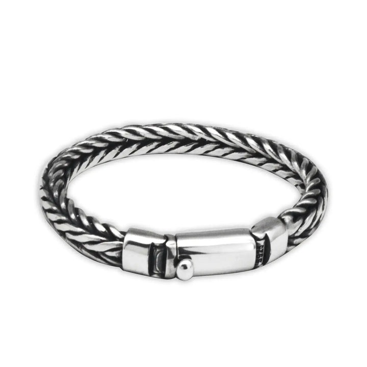 LOVCIA Men's Bold Style Sterling Silver Handmade Woven Keel Bracelet For Men-Bracelets-LOVCIA