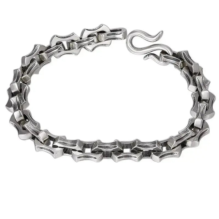 LOVCIA Men's Gothic Shield Chain Bracelet - Antique Sterling Silver Link Bracelet for Bold and Stylish Men-Bracelets-LOVCIA