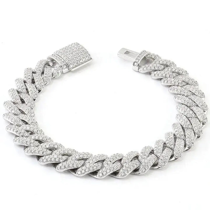 LOVCIA Iced Out Cuban Link Chain Bracelet for Men - High Quality Bling Jewelry-Bracelets-LOVCIA