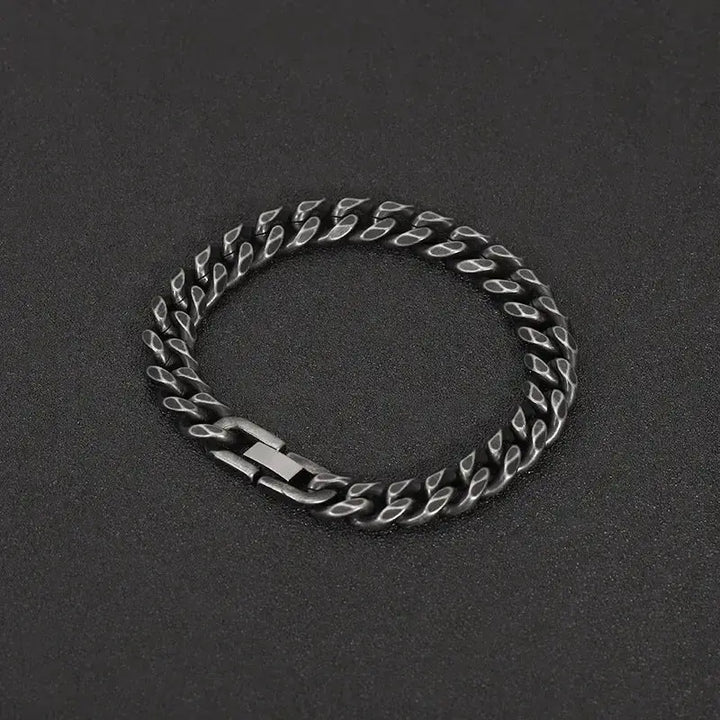 LOVCIA Black Helix Cuban Link Stainless Steel Chain Bracelet Jewelry for Men-Bracelets-LOVCIA