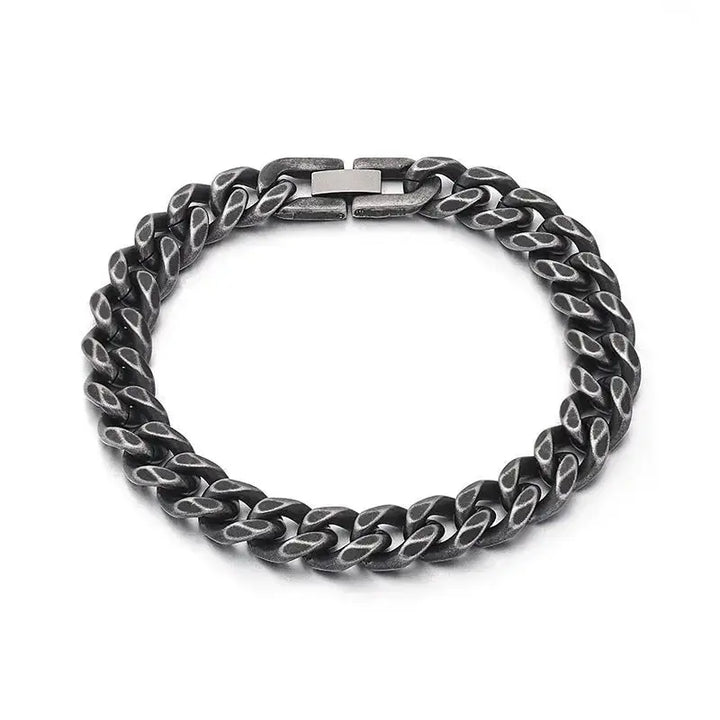 LOVCIA Black Helix Cuban Link Stainless Steel Chain Bracelet Jewelry for Men-Bracelets-LOVCIA