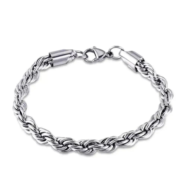 LOVCIA Sleek Twisted Design Durable Stainless Steel Rope Chain Bracelet for Men-Bracelets-LOVCIA