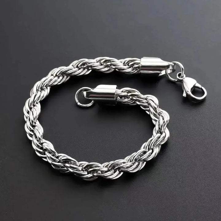 LOVCIA Sleek Twisted Design Durable Stainless Steel Rope Chain Bracelet for Men-Bracelets-LOVCIA