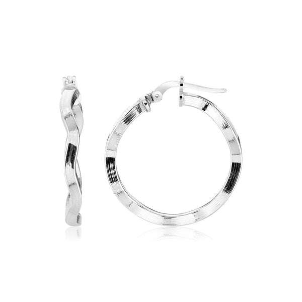 LOVCIA Premium Sterling Silver Wavy Hoop Earrings with Hinged Clasps