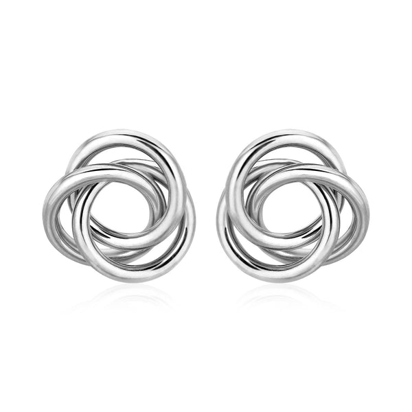 LOVCIA Premium Sterling Silver Open Love Knot Earrings with Polished Finish