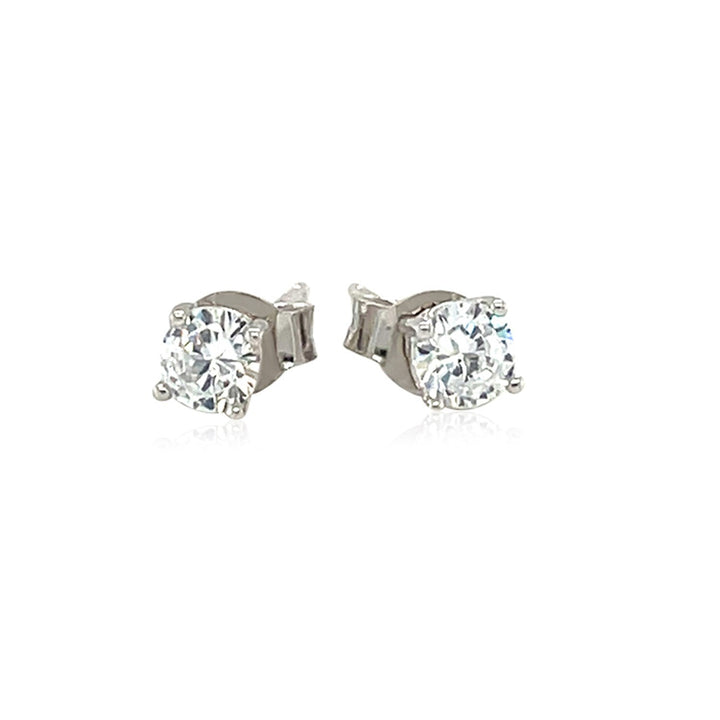 LOVCIA Premium Elegant 4mm White Cubic Zirconia Studs in Sterling Silver