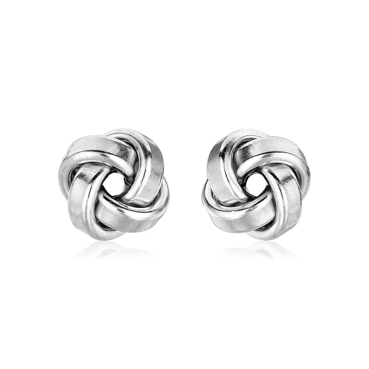 LOVCIA Premium Sterling Silver 9mm Classic Love Knot Earrings with Pushback Clasps