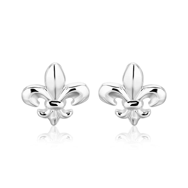 LOVCIA Premium Elegant Sterling Silver Fleur De Lis Stud Earrings