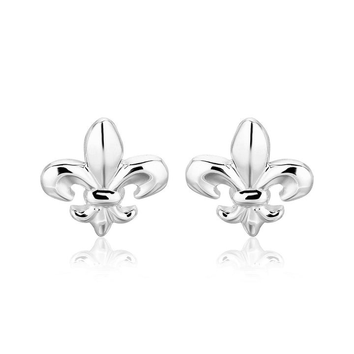 LOVCIA Premium Elegant Sterling Silver Fleur De Lis Stud Earrings