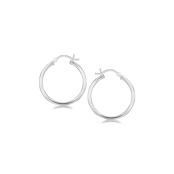 LOVCIA Premium Elegant Sterling Silver Thin Rhodium-Plated Hoop Earrings