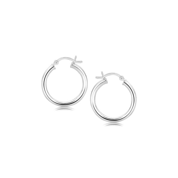 LOVCIA Premium Elegant Rhodium-Plated Sterling Silver Hoop Earrings