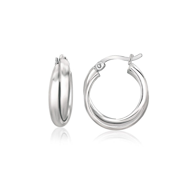 LOVCIA Premium Entwined Dual Circle Sterling Silver Hoop Earrings