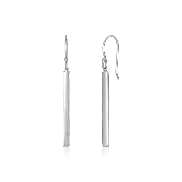 LOVCIA Premium Elegant Sterling Silver High-Polish Bar Earrings